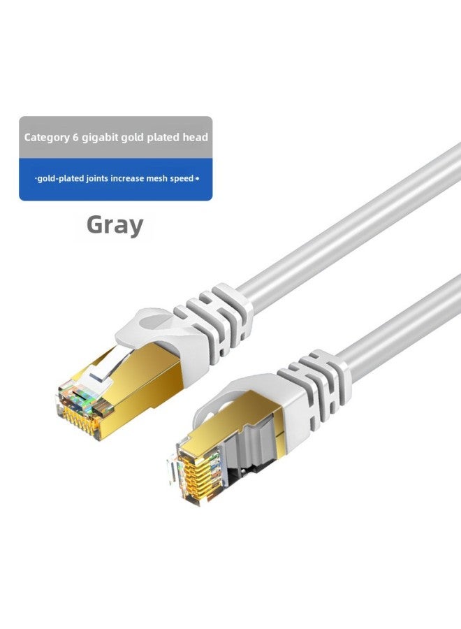 8-core Finished Network Cable Jumper Router Cat 6 Six Gigabit Network Cable RJ45 Computer High-speed Broadband Network Cable-Color:Gray White Gold-plated Shield Head-Line Length:30m - Image 1